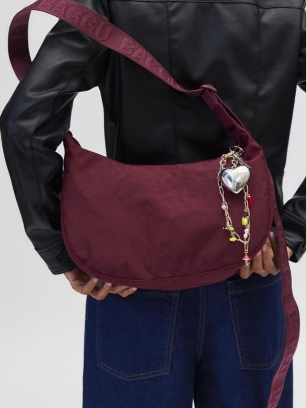 Oxblood BAGGU medium Crescent bag Urban Outfitters exclusive